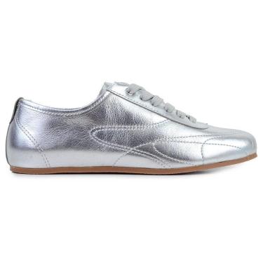 Imagem de Tênis Feminino Cravo e Canela Couro Prata - 1500-Feminino