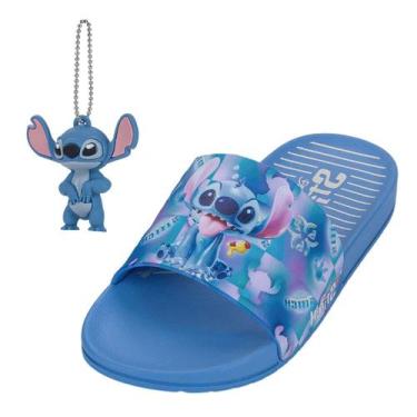Imagem de Chinelo Slide Infantil Menina Facil Calce Disney Stitch, Azul, Azul mé