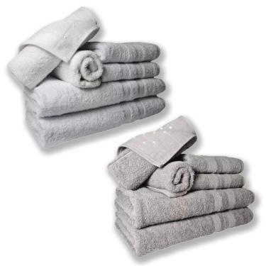 Imagem de Jogo De Toalhas 4 Banhos 4 Rostos 4 Pisos Grande Grossa Branco+cinza