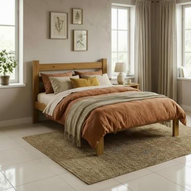 Imagem de Cama Casal Em Madeira Maciça Nogueira Resistente