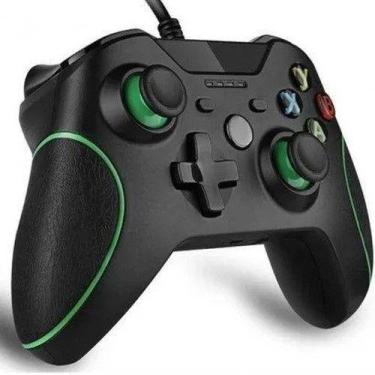 Imagem de Controle Compatível Xbox One e pc Com Fio Feir Preto Com Verde - Wtyx 