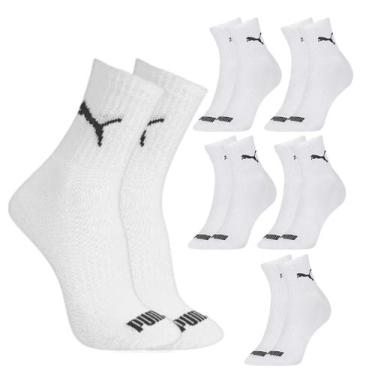 Imagem de Kit 6 Pares Meias Puma Cano Médio Adulto Algodão Original, Branco, 34/