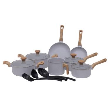 Imagem de Jogo De Panela Ceramica Antiaderente Indução Pratic Cook Cinza Mimo Style Conjunto Pane...