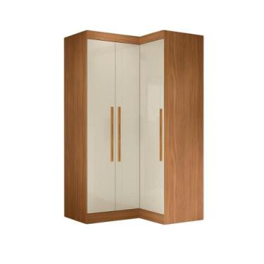 Imagem de Quarto Modulado de Canto Madrid com 3 Portas Maxel, Madeirado/Off Whit