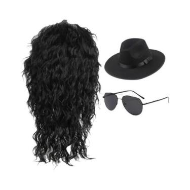 Imagem de Peruca Preta Para Cosplay De Anime De Michael Jackson, Cabelo Encaraco
