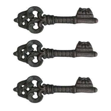 Imagem de Kit 3 Chaves Decorativas No 02 Enfeite em Ferro Fundido 26cm Marrom Fu