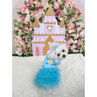 Imagem de Regatinha Cinderela Azul com Tutu para cachorro e gato Tamanho:G - Sim