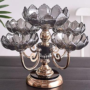 Imagem de Cesta de prato de frutas, prato de frutas de vidro de cristal, suporte criativo para sala de estar, escritório, festa, frutas, traz um toque chique e brilhante para sua cozinha, cinza esfumaçado C