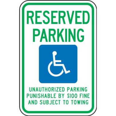 Imagem de Accuform Signs FRA211RA Placa de estacionamento refletiva de alumínio para deficientes físicos (Tennessee), legenda "estacionamento reservado não autorizada punível por US$ 100 fino e sujeito a