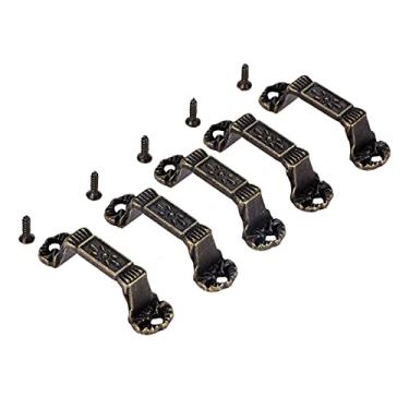 Imagem de 5 pcs Antique Bronze Gota Pull Mobiliário Mini Mini Cabinet Knob w/Porta Parafuso Vintage Jóias Jóias Gaveta 40 * 10mm Antiga moda YYDFPIIA