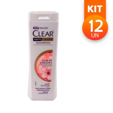 Imagem de Shampoo Clear Anticaspa Bio Booster Flor de Cerejeira com Fragrância Refrescante 200ml (Kit com 12)