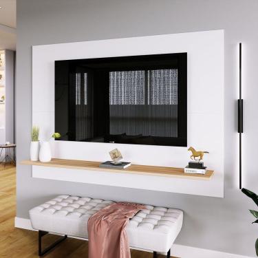 Imagem de Painel para TV até 50 Polegadas 1 Prateleira Columbia Espresso Móveis Branco/Amadeirado