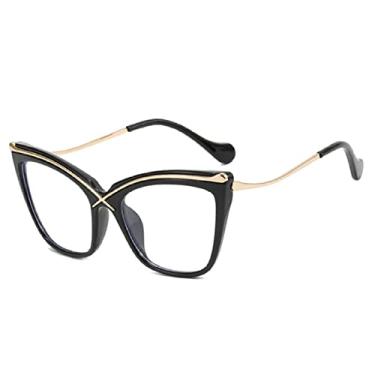Imagem de Moda Retro Desugner Light Óculos Feminino Metal Cat Eye Frame Trend Clear Reding, 1, China
