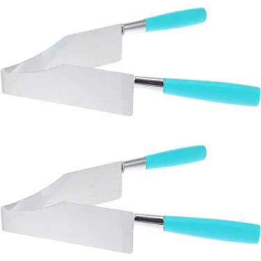Imagem de 2 peças cortador de bolo triângulo pastelaria sobremesa pizza torta triângulo extrator de bolo de alimentos pinças para utensílios domésticos loja de cozinha (Azul)