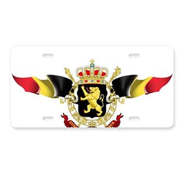Imagem de DIYthinker Placa de licença com emblema nacional da bandeira da Bélgica em aço inoxidável
