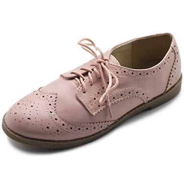 Imagem de Sapato feminino Ollio com cadarço e ponta asa Oxfords, Nude Pink, 11