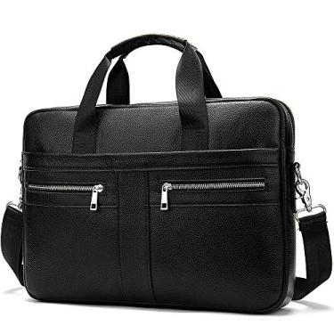 Imagem de Bigfanshu Maleta de couro masculina de couro legítimo, bolsa tiracolo bolsa mensageiro de luxo para laptop