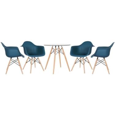 Imagem de Mesa Eames 70cm + 4 Cadeiras Eiffel Daw Azul Petróleo