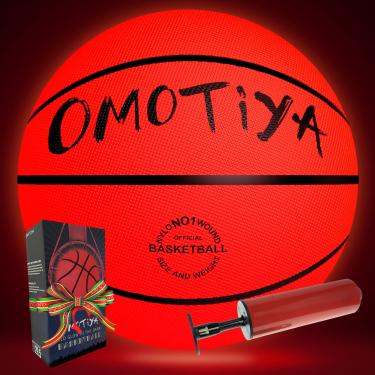 Imagem de OMOTIYA Basquete que brilha no escuro, basquete com luz de LED, bola brilhante noturna, equipamentos esportivos legais de 8 a 12 anos, ideias de presentes de basquete de brinquedo e jogos para