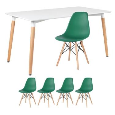 Imagem de KIT - Mesa de jantar retangular Eames 80 x 140 cm branco + 4 cadeiras Eiffel DSW