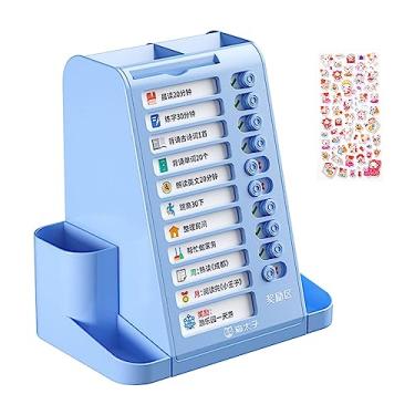 Imagem de Suporte para caneta Suporte para lápis 360° Mesa giratória leve Portátil Caixa de armazenamento para mesa Plana Suporte de para apartamento, Azul