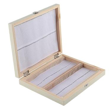 Imagem de Caixa de armazenamento de lâminas de microscópio,caixa de madeira com ranhura numerada de 100 peças com armazenamento de trava para armazenamento de lâminas microscópio preparadas em vidro