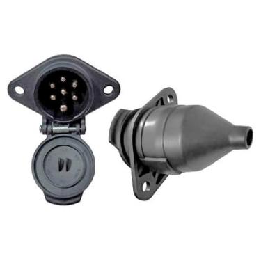 Imagem de TOMADA ELETRICA ENGATE 7 POLOS FEMEA BIVOLT CARRETA REBOQUE E SEMI REBOQUE/FIXA REDONDA 12.