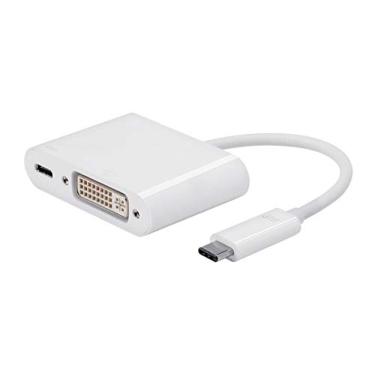 Imagem de Monoprice Adaptador USB-C VGA Multiport 115243 – Branco, com conectividade USB 3.0 e resoluções de tela espelhada até 1080p @ 60Hz – Série selecionada