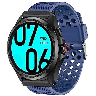 Imagem de Lamshaw Pulseira de silicone compatível com smartwatch Ticwatch Pro 5, pulseira esportiva de substituição com fivela de metal azul, 22 mm, silicone, unissex