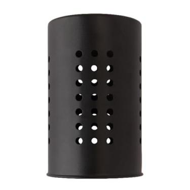 Imagem de Porta Talheres Aço Inox Redondo Preto 10x16,5cm Escorredor Talheres Inox Pia Cozinha Organizador Utensílios Porta Talher Aço Inoxidável Vazado Escorredor de Talher Louça Vazado Aço 10x16,5cm Premium