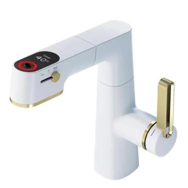 Imagem de Torneira de lavatório com visor digital inteligente Torneira de lavatório LED, torneira de pia misturadora de água, torneira de lavatório de banheiro