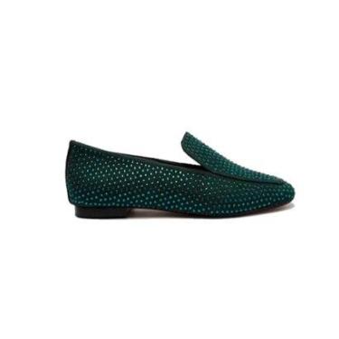 Imagem de Mocassim Arezzo Verde Bico Quadrado Strass-Feminino