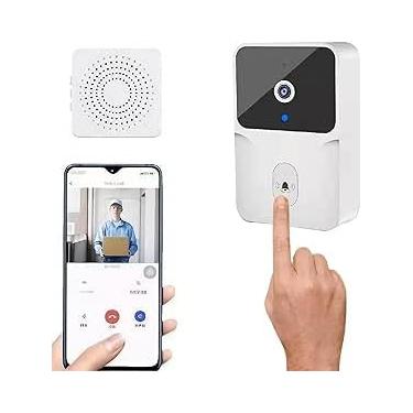 Imagem de Interfone Campainha Inteligente Smart com Câmera e Áudio Wi-Fi - Visão Noturna e Sem Fio - Segurança e Conforto para Seu Lar Veja Quem Chegou Pelo Celular Sensor de Movimento Anti Roubo