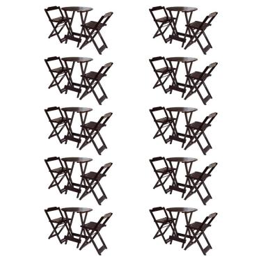 Imagem de Kit 10 Jogos De Mesa Bistrô De Madeira Com 2 Cadeiras Dobravel Ideal Para Bar E Restaurante Tabaco