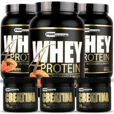 Imagem de Combo 3 Whey 4 Protein 900g + 3 Creatina 100g (900g, Papaya)