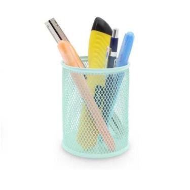 Imagem de 1 Porta Trecos Lápis Caneta de Mesa em Metal Aramado Redondo Quadrado 