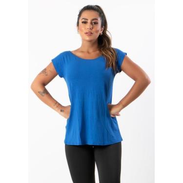 Imagem de Blusa Sobre Legging Feminina Fitness Furadinha Academia - blees, Azul 
