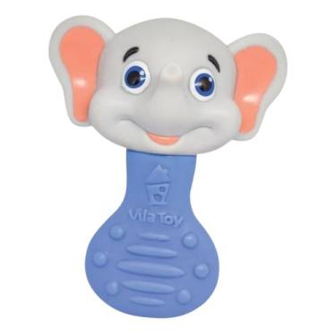 Imagem de Mordedor E Chocalho Bebê Macio Massageador Gengiva Seguro Silicone Den