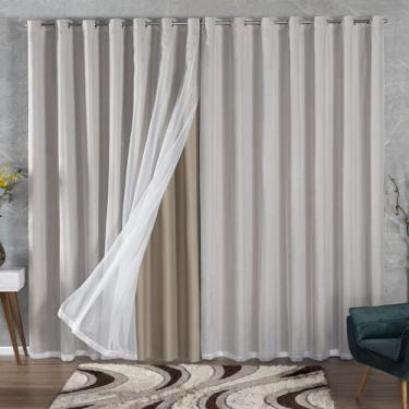 Imagem de Cortina Blackout Tecido 5 Metros com Voil 5,00x2,80 - Feffo Cortinas, 