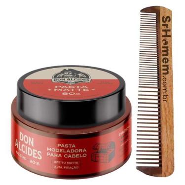 Imagem de Kit Pasta Para Cabelo Barba Negra e Pente Duplo Don Alcides