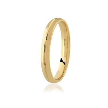 Imagem de Aliança De Ouro 10K Lisa Estreita Com Friso Anatômica Raiada 3 mm de l