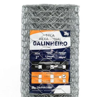 Imagem de TELA HEXAGONAL GALINHEIRO TAG MALHA 2" FIO BWG 18 (1,24mm) RL 25X1,5m 