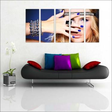 Imagem de Quadro Decorativo Fashion Hair Make Up Salão De Beleza 5 Peças GG5 - V