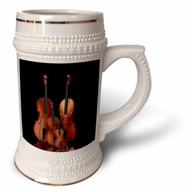 Imagem de 3dRose Instrumentos de cordas para violino, baixo e violoncelo - Caneca Stein, 510 g, 640 ml, branca