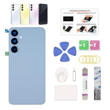 Imagem de GREEN FUSION Compatível com substituição de capa traseira Galaxy A55 5G, A55 5G SM-A556V/B/E, porta traseira com lente de câmera pré-instalada, ferramentas de reparo e instruções, Iceblue