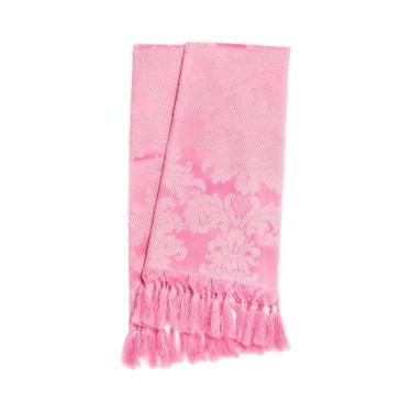 Imagem de Manta para sofá em Tecido Jacquard Rosa Bebê Medalhão Tradicional - Ja
