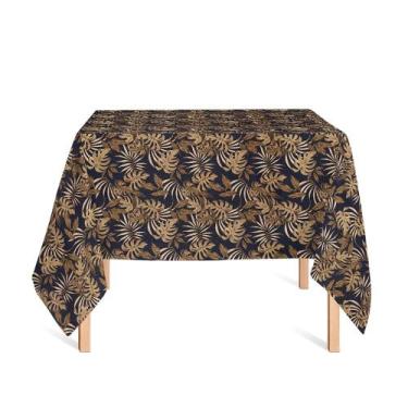 Imagem de Toalha de Mesa Quadrada em Tecido Jacquard Estampado Floral Marrom Esc