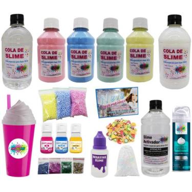 Imagem de Kit Slime Colas Coloridas Branca e Transparente + Maleta - Ine Slime, 