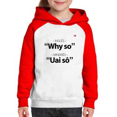 Imagem de Moletom Infantil Inglês x Mineirês - Foca na Moda, Branco, Vermelho, 2