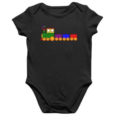 Imagem de Body Bebê Algodão Trenzinho Colorido - Foca na Moda, Preto, G